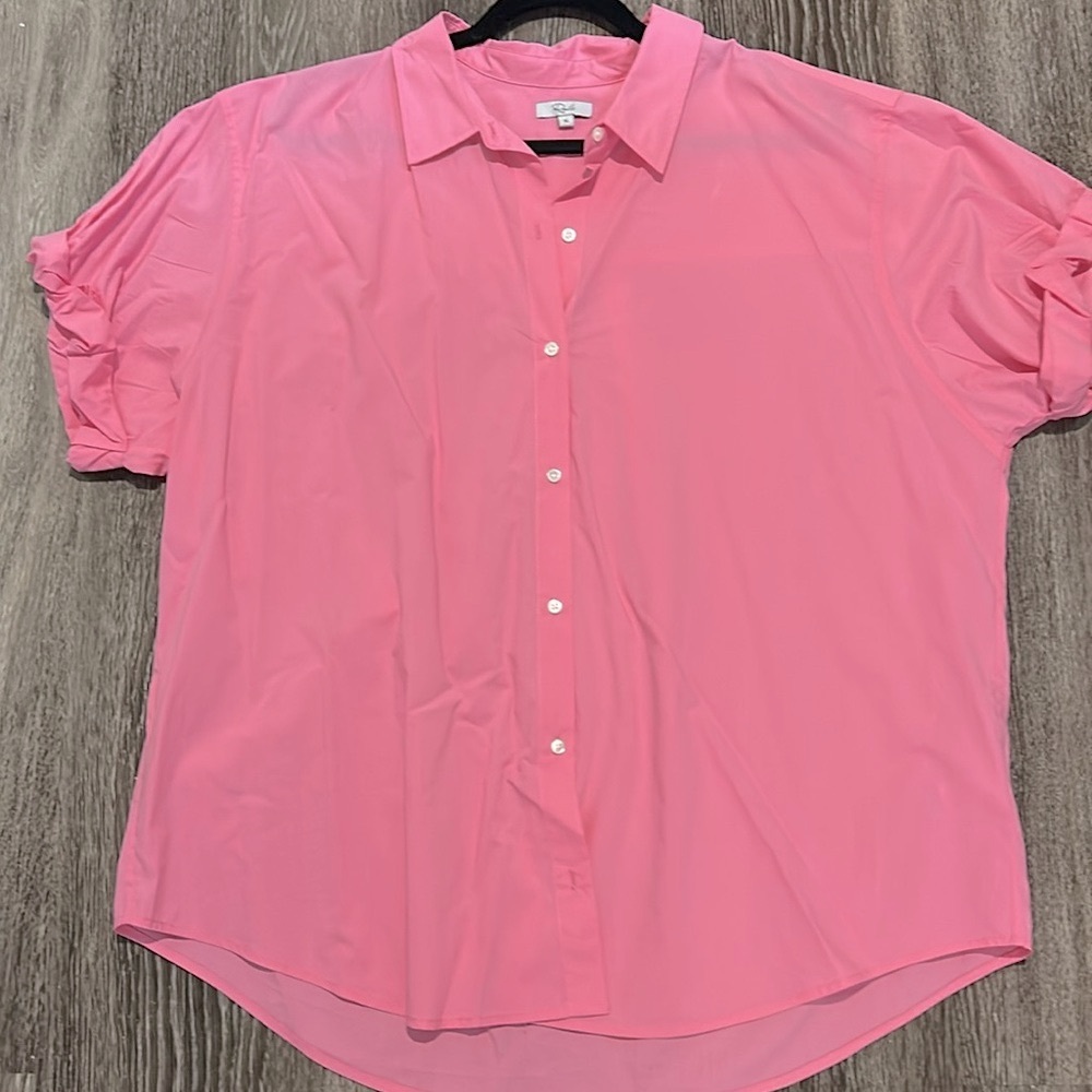 Rails Jojo bright pink short sleeve button down blouse